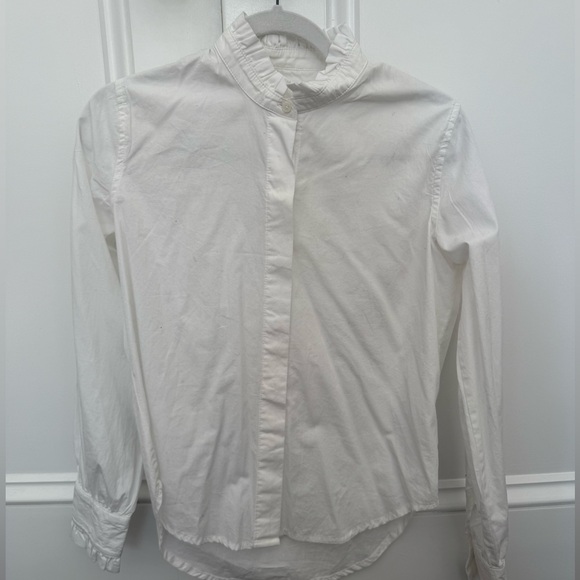 Women’s Button Down with Ruffle - Picture 1 of 5